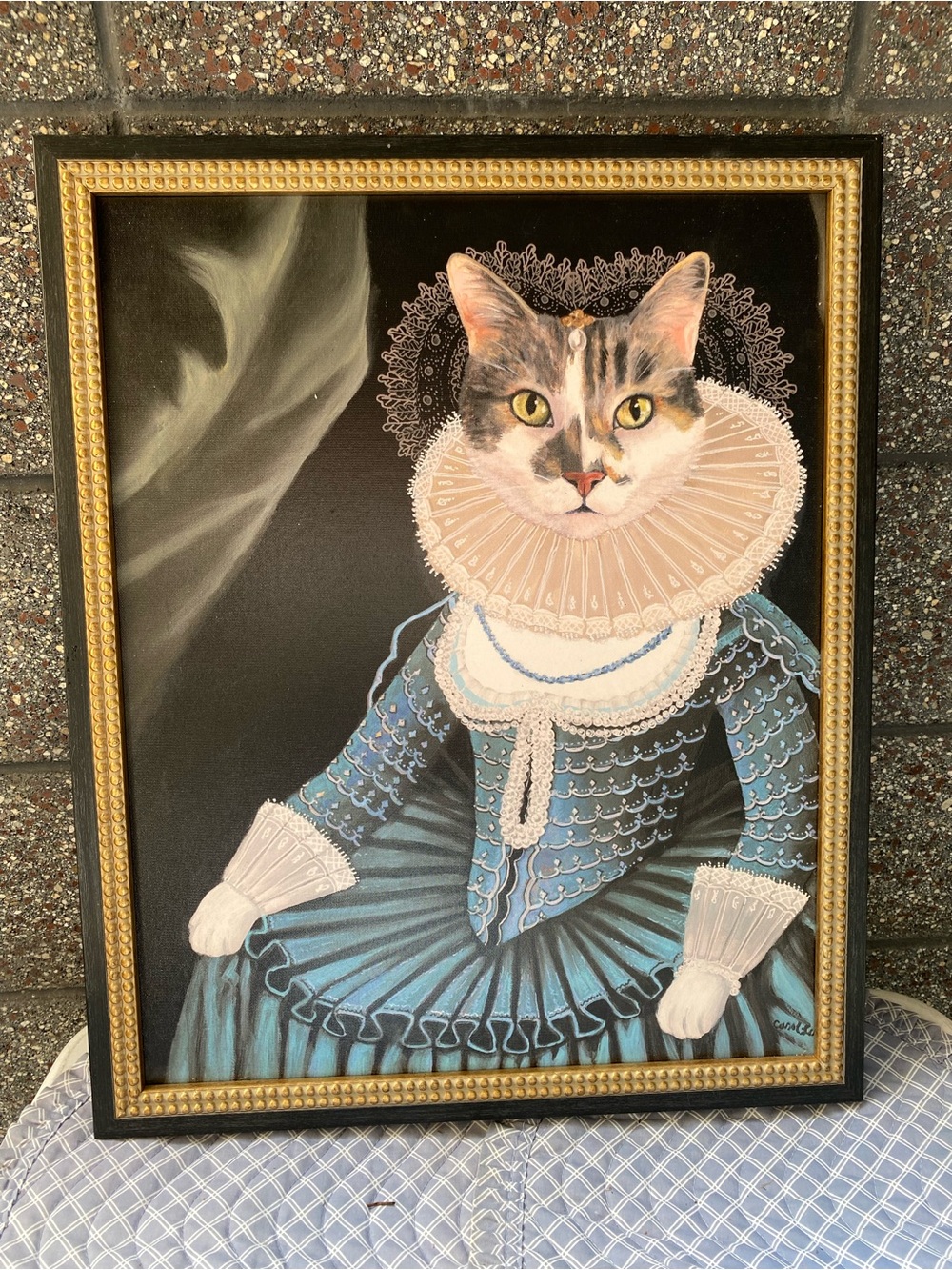 Artful Cat Portrait Wall Art - Blue Costume